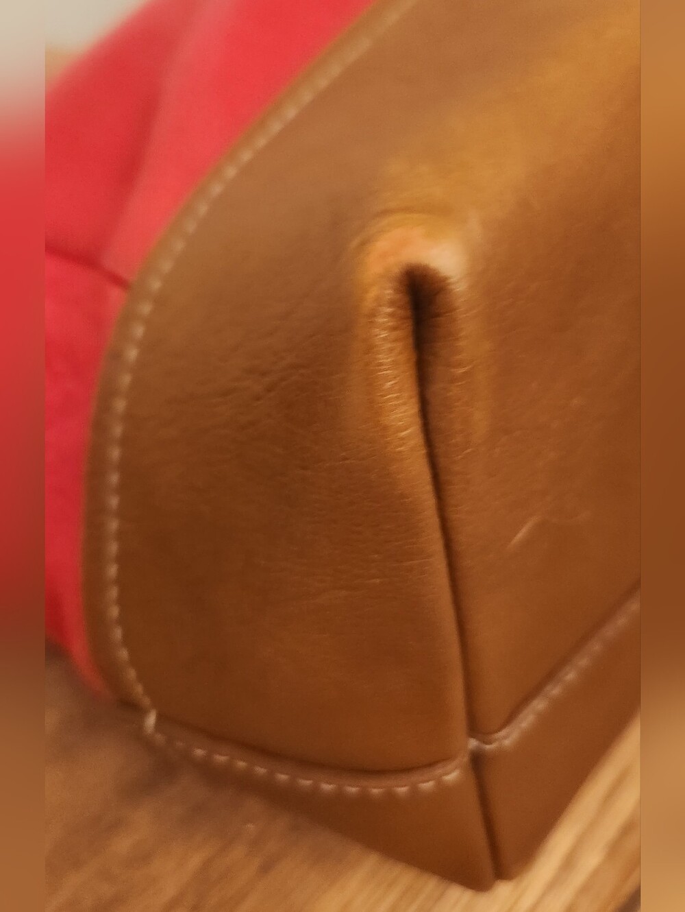 Furla GORGEOUS Red Brown Leather Tote Colorblock Must See ALL Pics!! - Picture 13 of 16